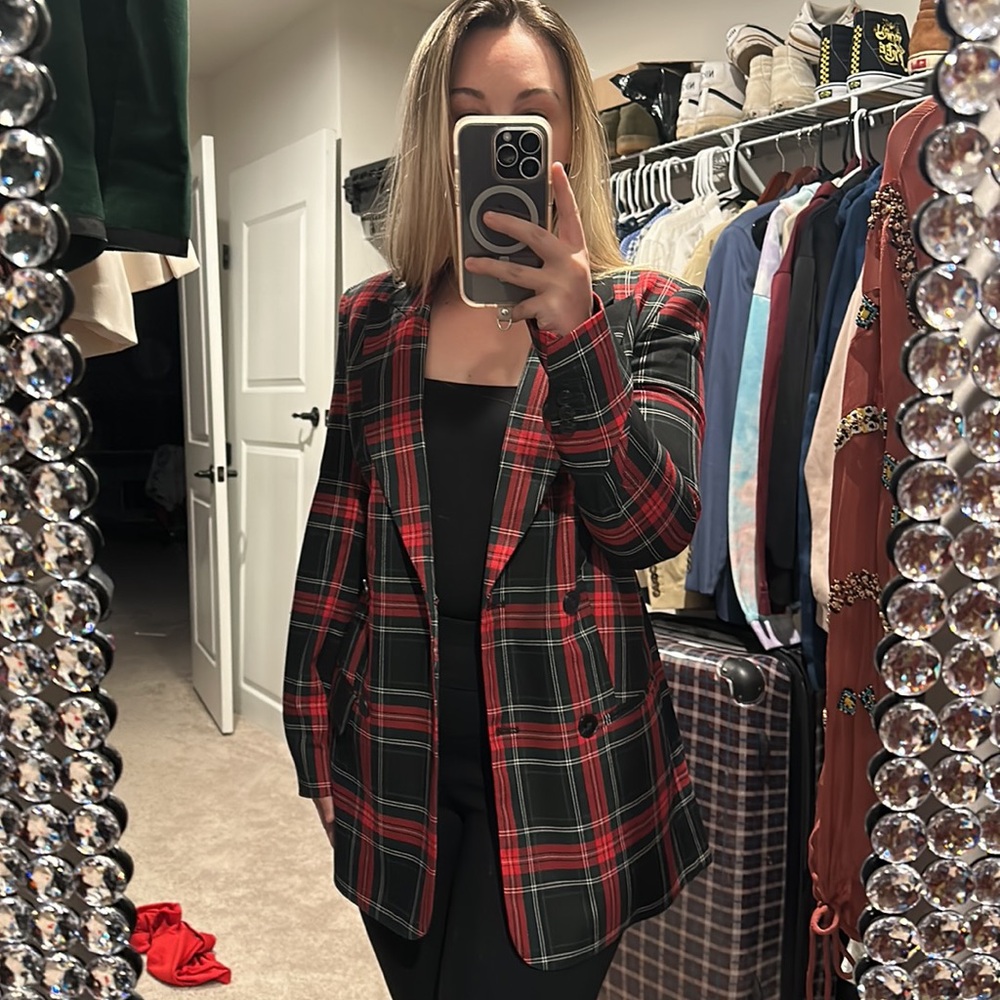 Express Tartan Plaid Blazer